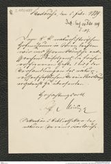 k.k. naturhistorisches Hofmuseum, Intendanzakten 1885-1896 (Hauer), Aktenzahl Z.107/1889, Seite 1